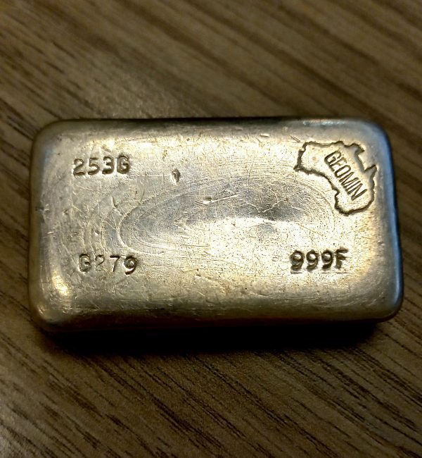 Rare Silver Geomin 253g Cast Bar