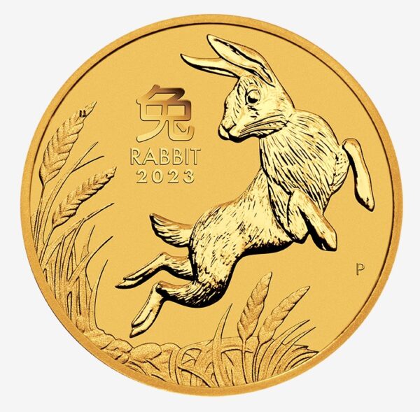 1.2 gold lunar rabbit coin